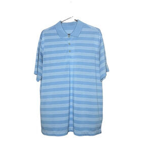 Nike Golf Polo Light Blue Striped Short Sleeve Dri Fit Polo Shirt XL
